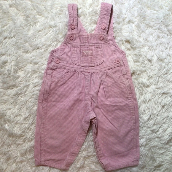 Vintage Vestbak Oshkosh B’gosh Corduroy Overalls Bib Pink Girl 12 Months 80s 90s